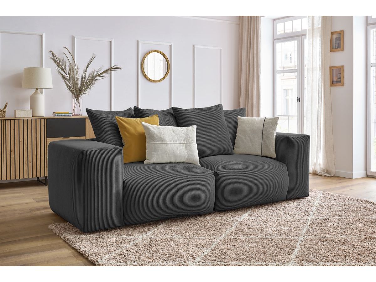 Bobochic Voltaire Sofa 3-Sitzer 248 × 100 cm Cordsamt Dunkelgrau