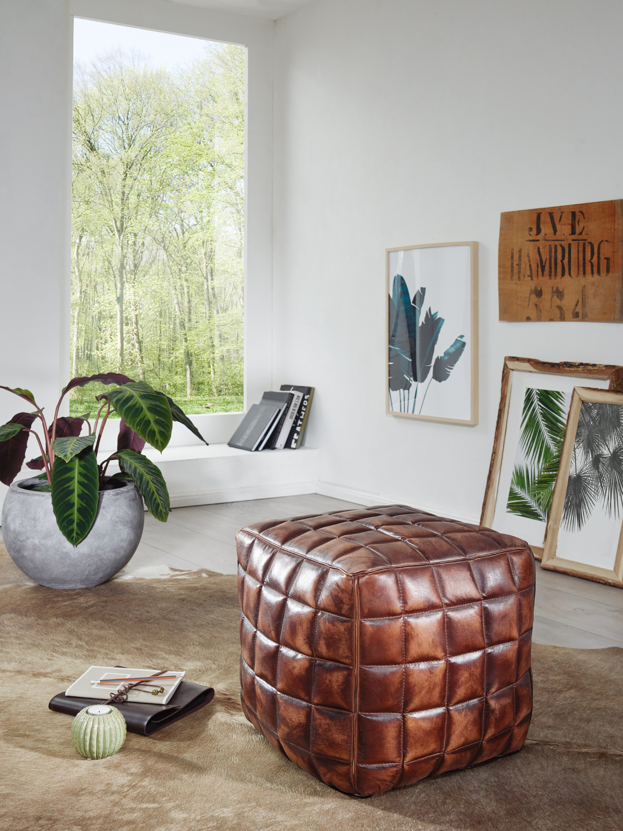Polsterhocker Borgarnes Braun 39 × 39 × 41 cm