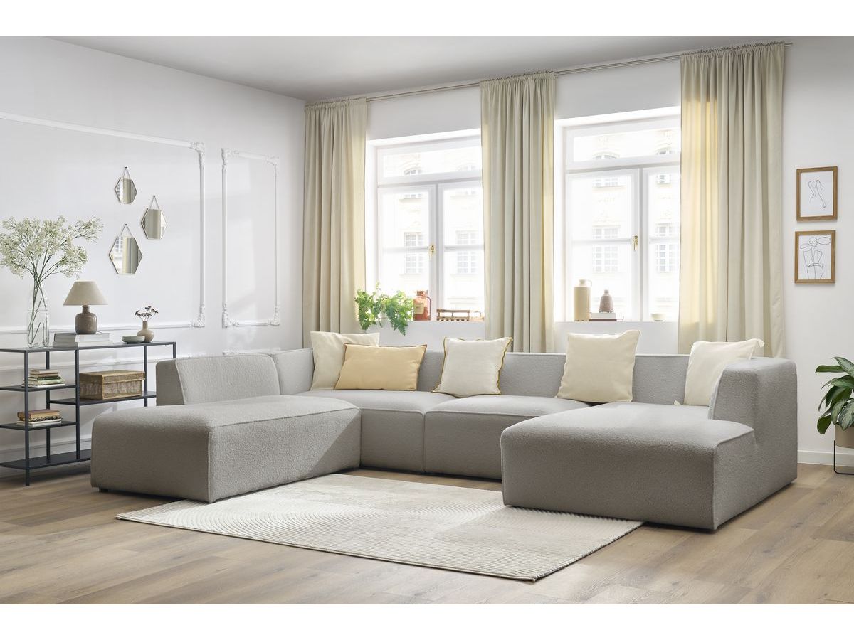 Bobochic Megeve Wohnlandschaft Bouclé-Stoff Hellgrau Ecke rechts