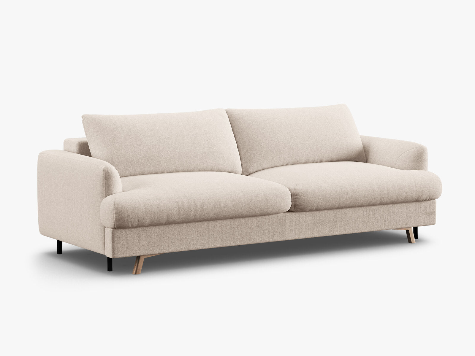 Micadoni Naomi Schlafsofa 3-Sitzer mit Bettkasten Strukturierter Stoff Liberty Beige