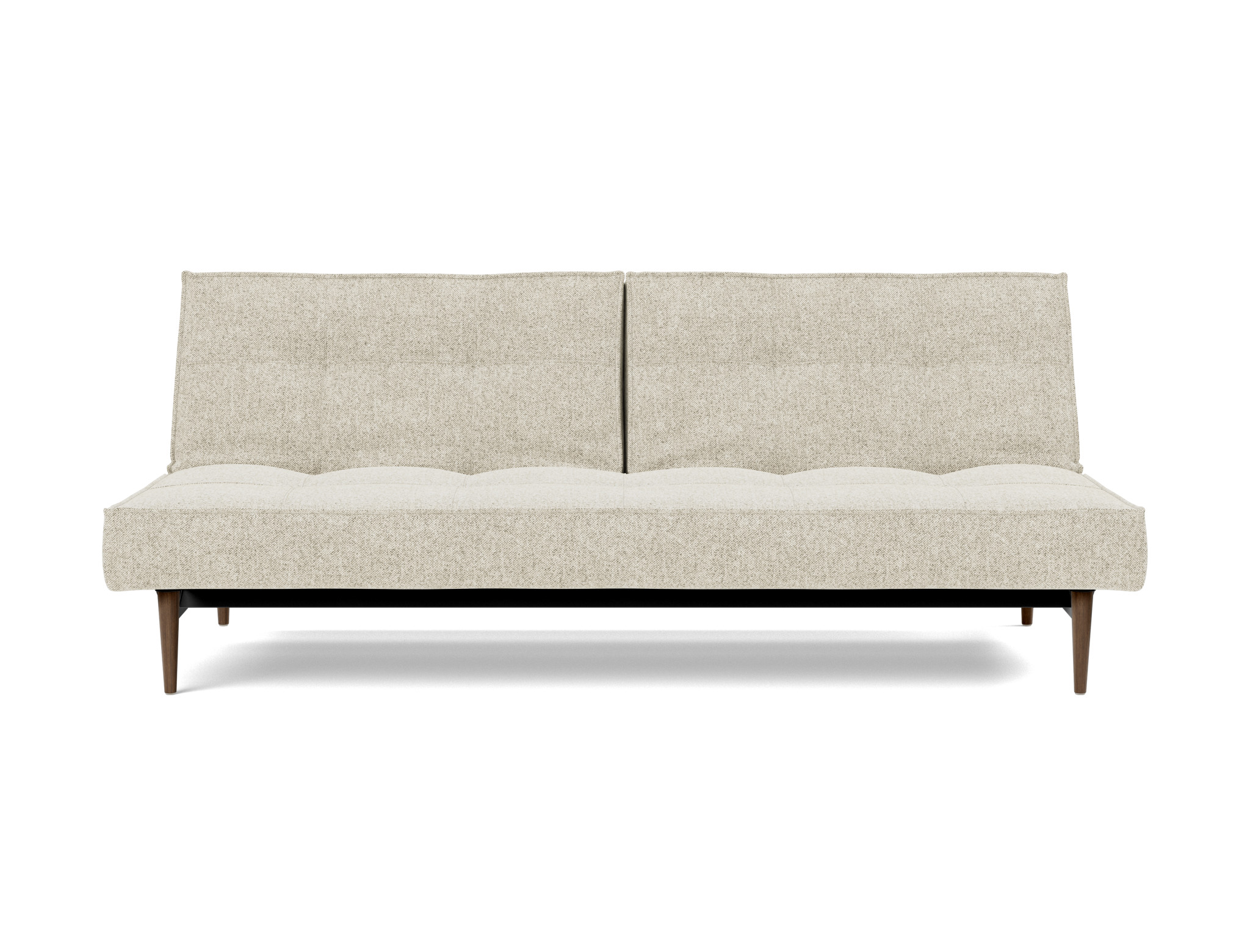 Schlafsofa Splitback Strukturierter Stoff Taura 357-Off-White Beine Styletto Eiche dunkel