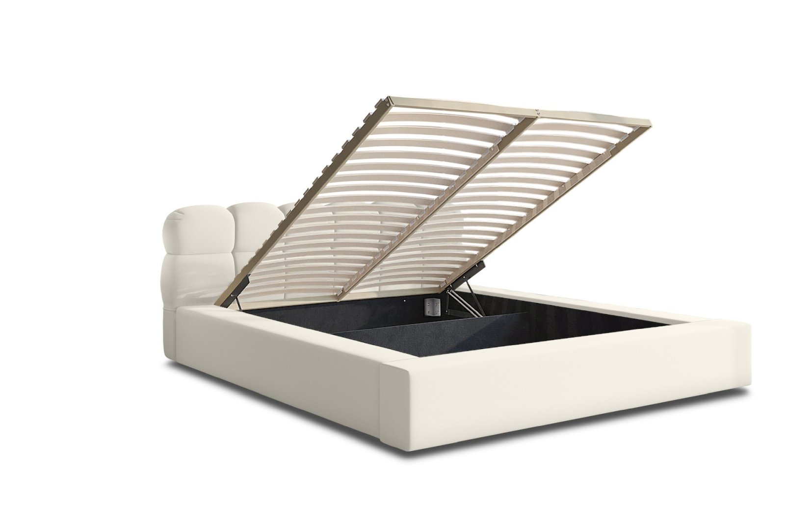 Polsterbett Vento-New Samtstoff 140x200 mit Holzrahmen Piano 01 Ecru