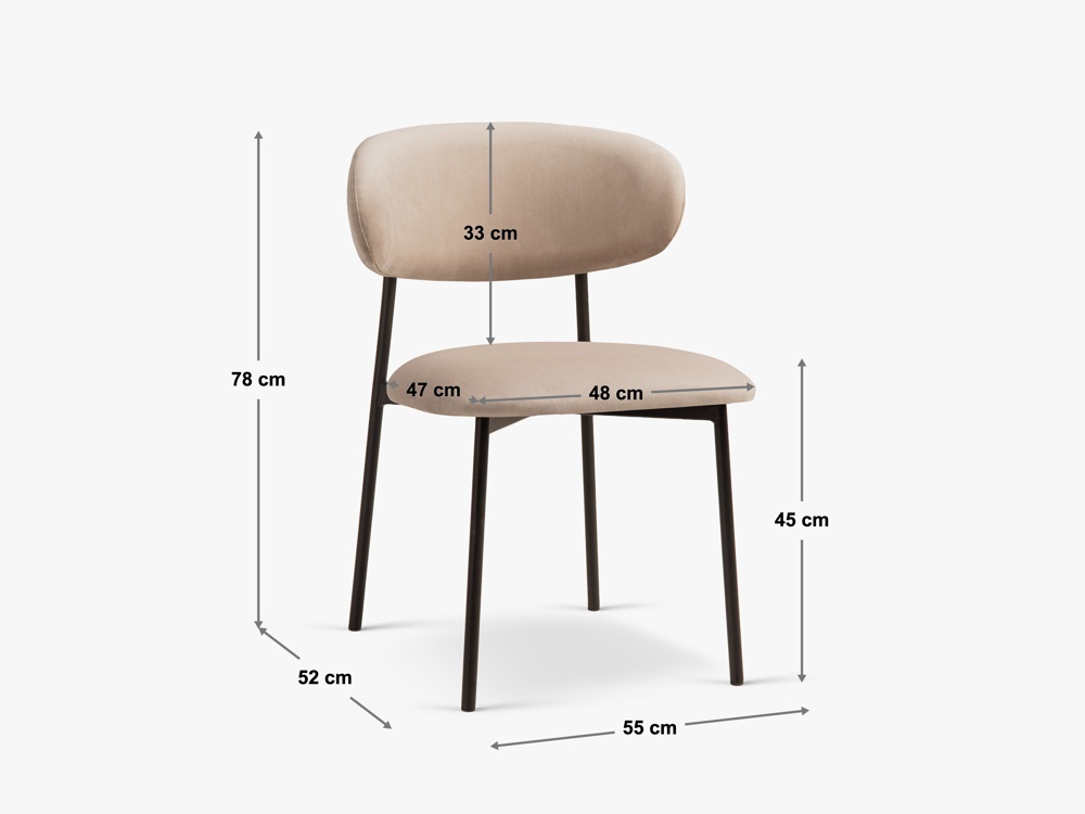 Cosmopolitan Design Stuhl Nina 2er-Set Strukturierter Stoff Bjorn Beige