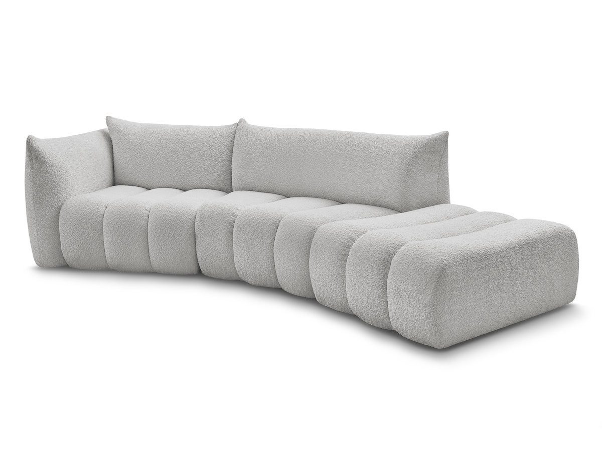 Bobochic Azra Ecksofa 325 × 112 cm Bouclé-Stoff Hellgrau Ecke links