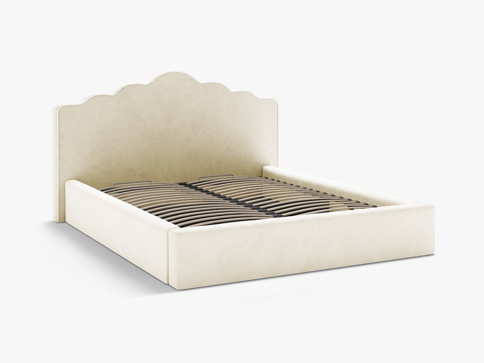 Micadoni Dream Samtbett mit Bettkasten und Kopfteil Samt Magic Velvet Elfenbein 180x200