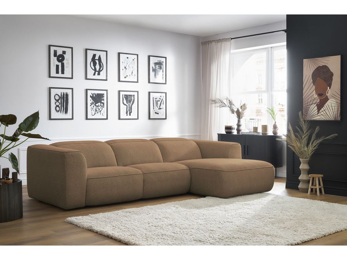 Bobochic William Ecksofa Melange-Stoff Orange Ecke rechts