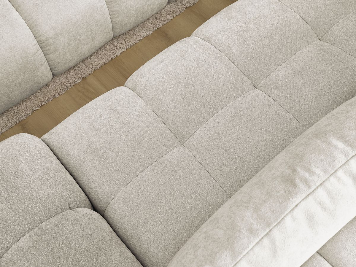 Bobochic Everest Ecksofa mit Schlaffunktion und Bettkasten und Pouf 318 × 180 cm, 3 Kissen Strukturstoff Beige Ecke links
