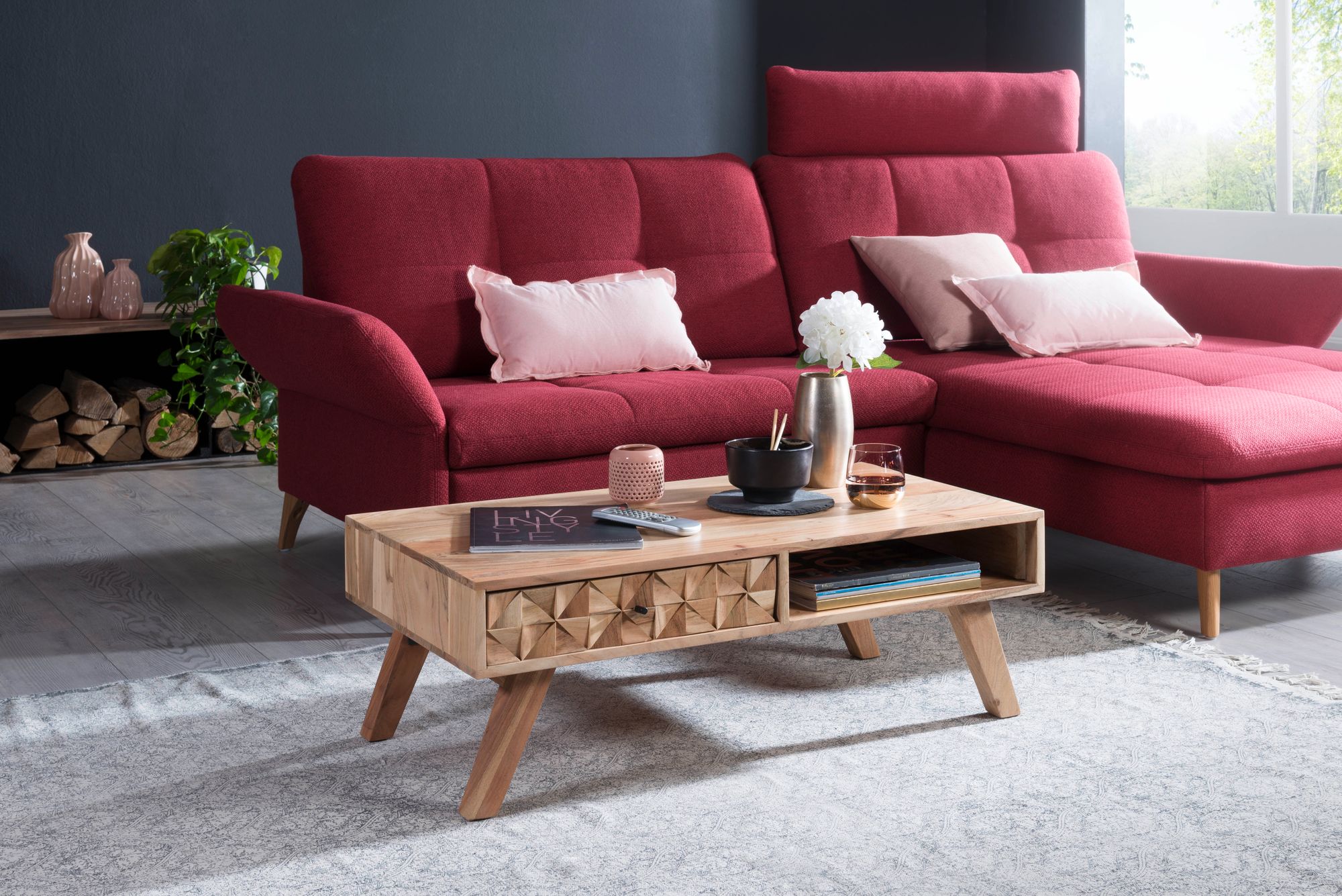 Couchtisch Nordfjord Akazie Massivholz 95 × 50 × 35 cm