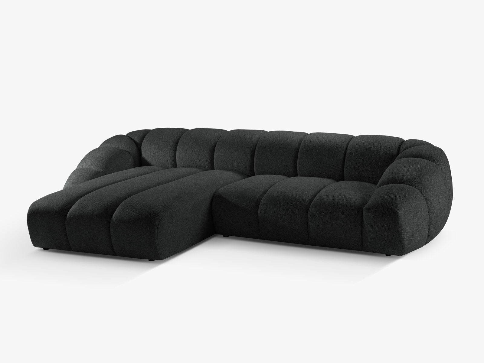 Micadoni Ecksofa Diana 4-Sitzer Links Strukturierter Samtstoff Anthrazit