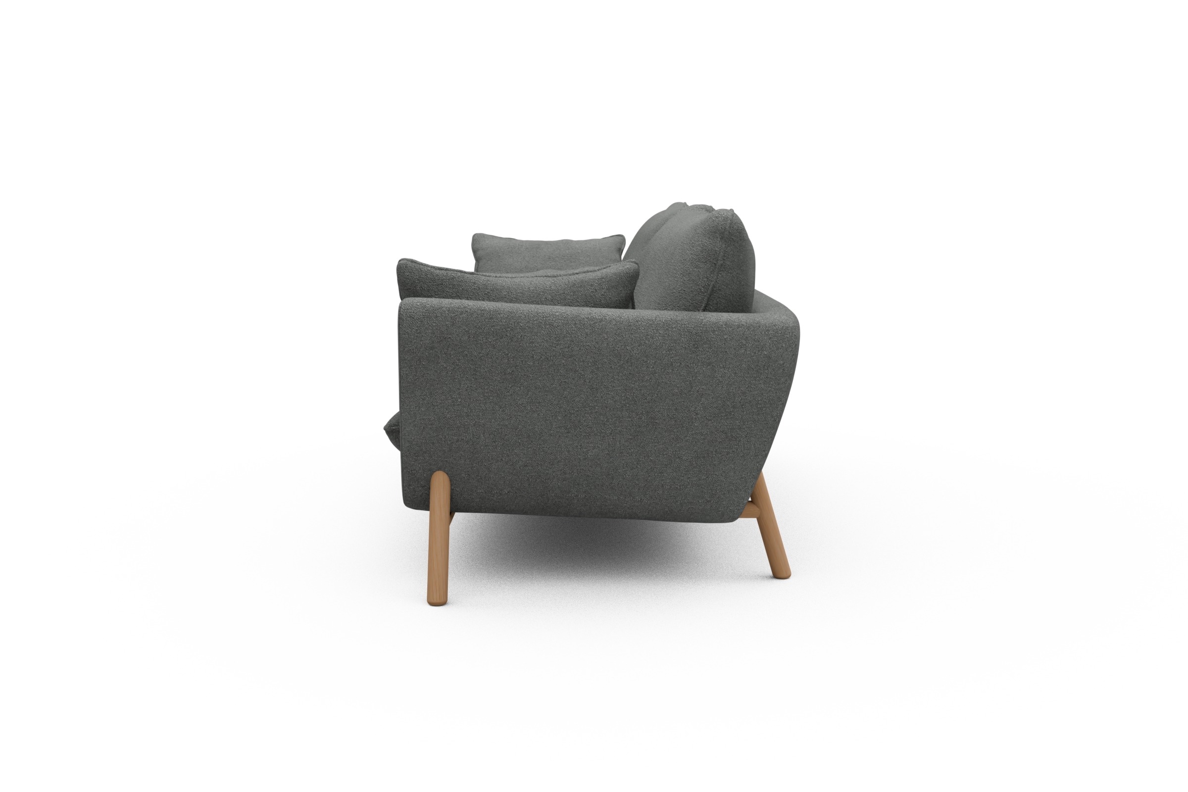 Sofa Emil 3-Sitzer Beinfarbe Eiche Natur Boucle-Ash-Grey