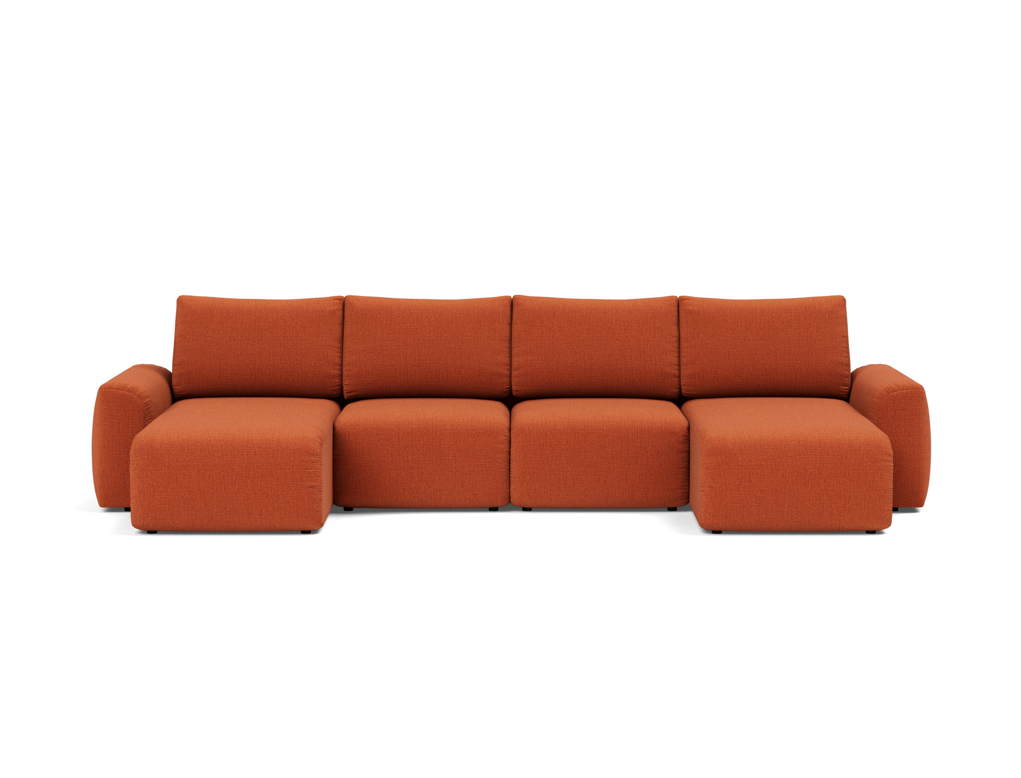 Schlafsofa Norum U-Form mit Chunky-Armlehnen Chenille Esina 412-Rust-Orange