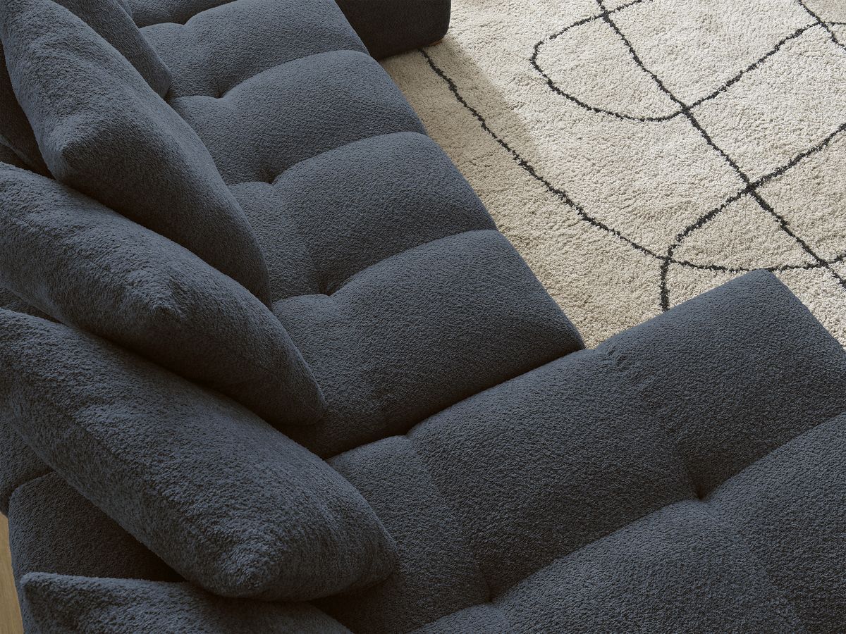 Bobochic Anakin Wohnlandschaft, 10 Kissen Bouclé-Stoff Dunkelblau
