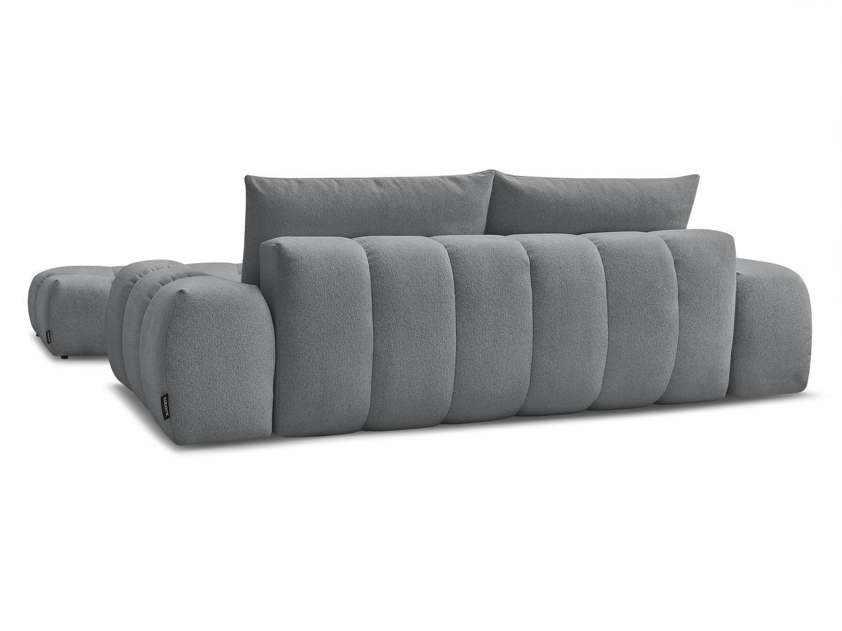 Bobochic Everest Sofa 3-Sitzer mit Pouf, 2 Kissen Melange-Stoff Dunkelgrau