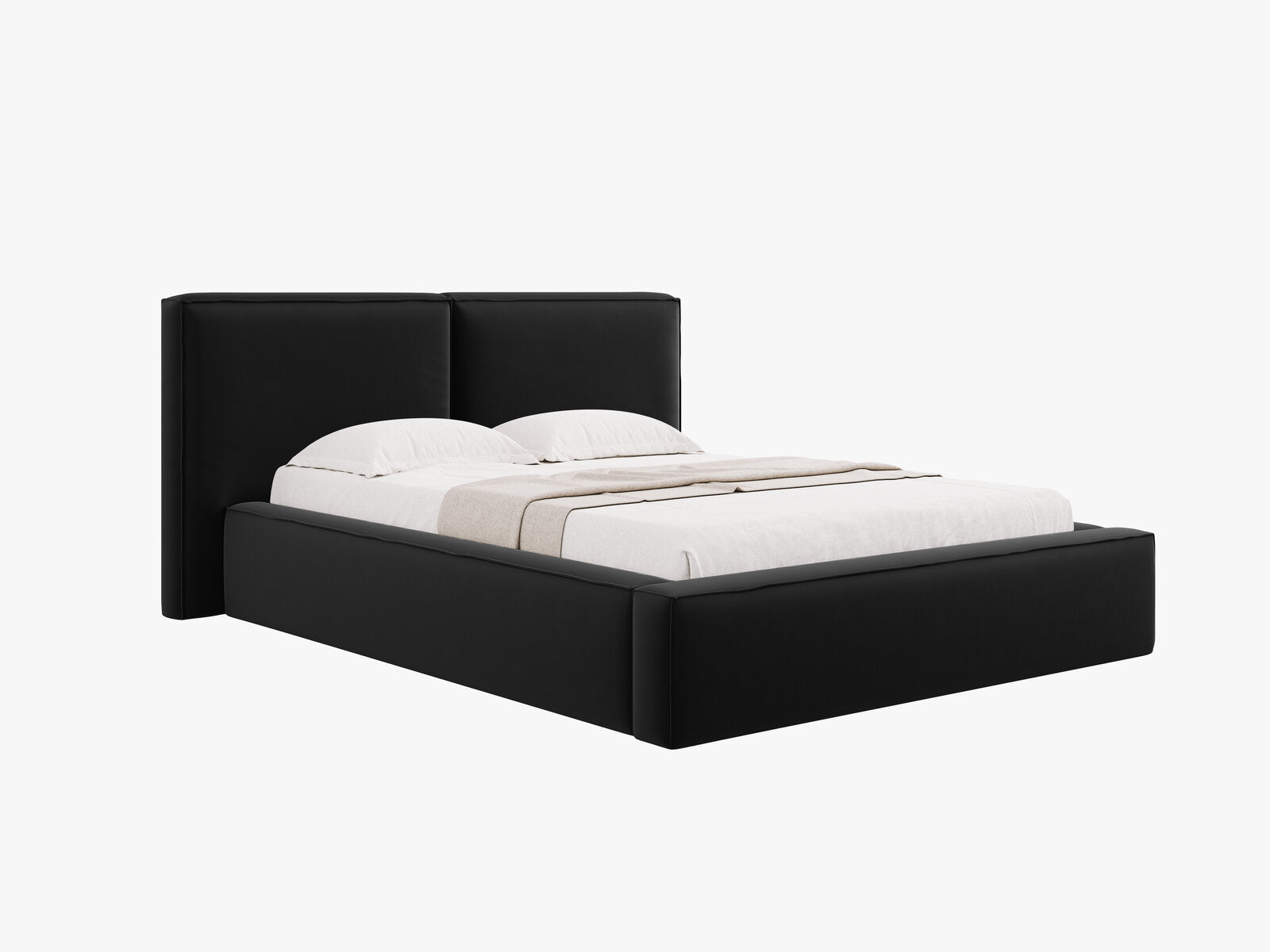 Micadoni Bett Jodie Samt Bluvel Schwarz 140x200
