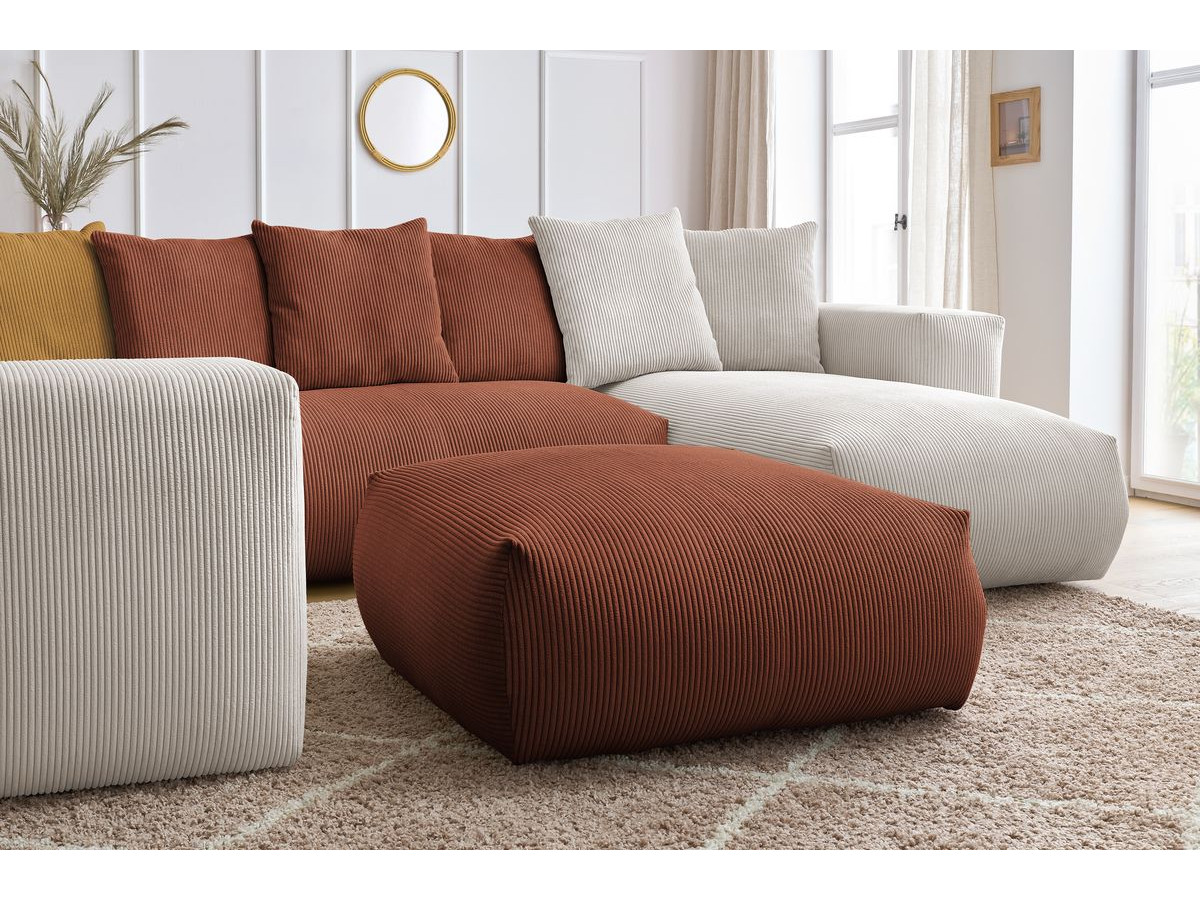 Bobochic Voltaire Wohnlandschaft mit Pouf 356 × 214 cm Cordsamt Mehrfarbig Ecke rechts