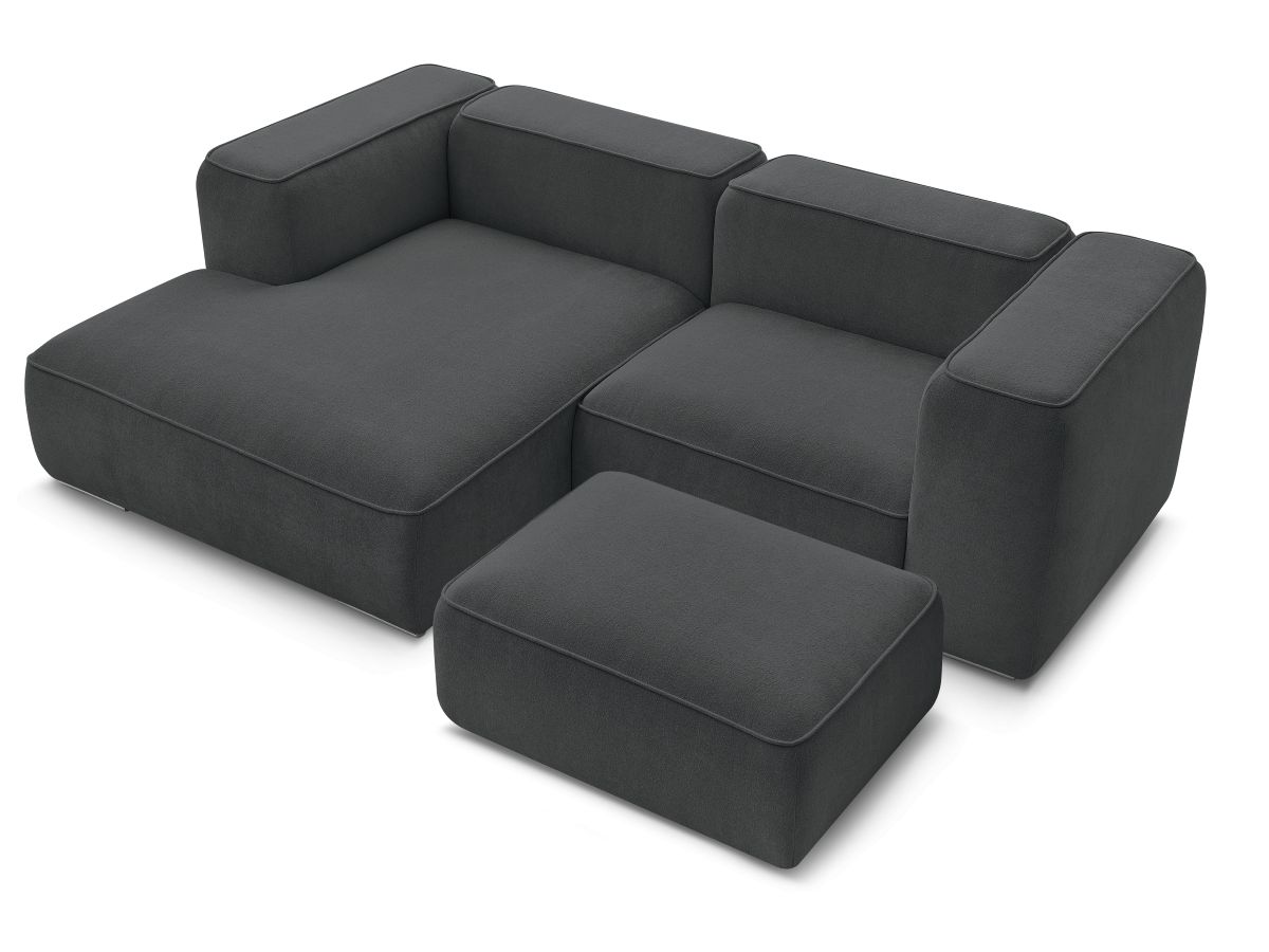 Bobochic Zephyr Ecksofa mit Pouf 260 × 165 cm Strukturstoff Dunkelgrau Ecke links