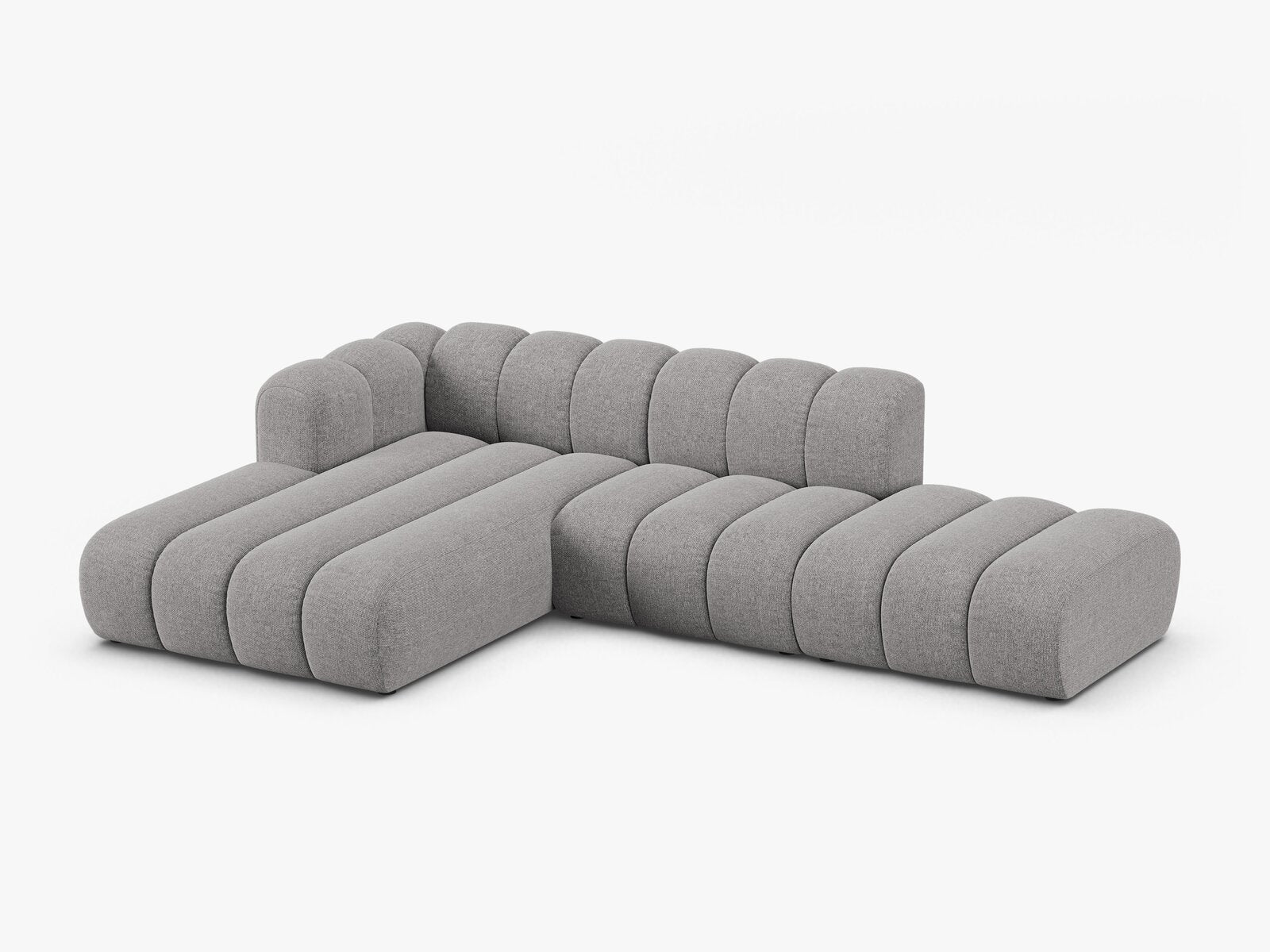 Micadoni Modulares Ecksofa offen Lupine 5-Sitzer Links Chenille Eden Hellgrau