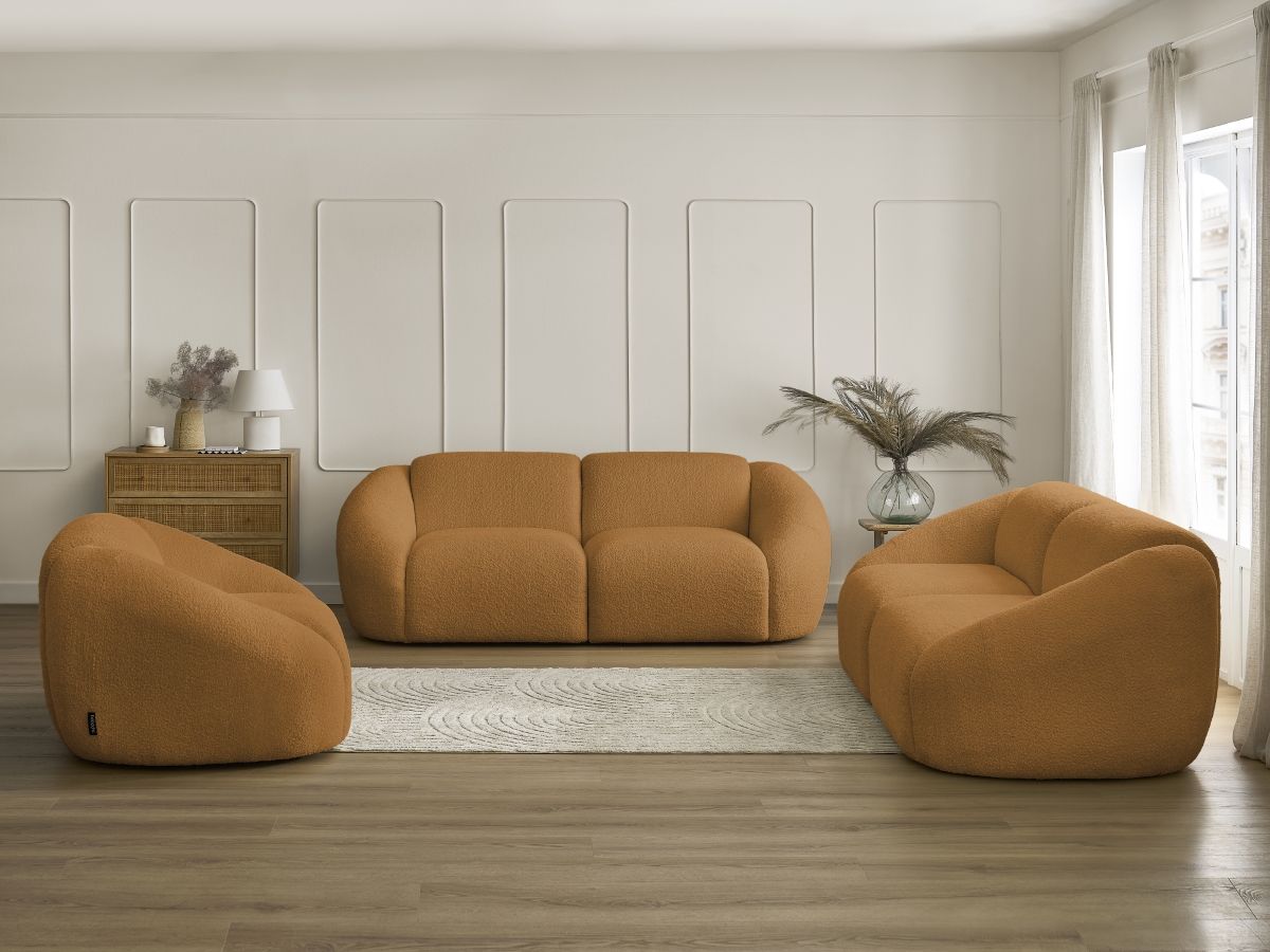 Bobochic Tina Sofa 6-Sitzer Bouclé-Stoff Gelb