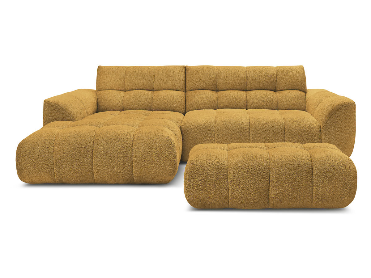 Bobochic Jaya Ecksofa mit Pouf Chenille Gelb Ecke links