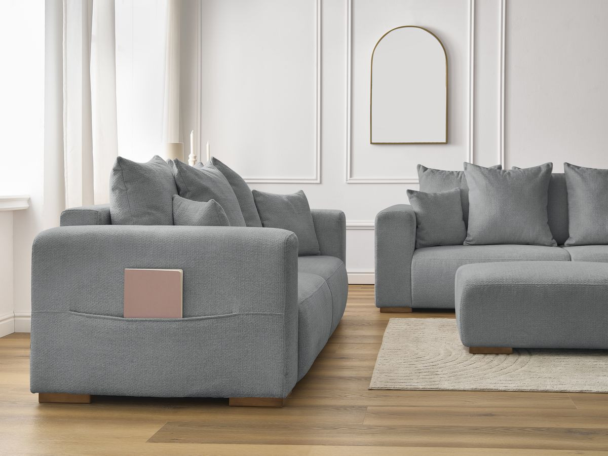 Bobochic Sidonie Sofa 6-Sitzer mit Pouf Melange-Stoff Dunkelgrau