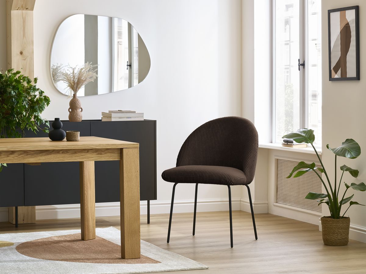 Bobochic Lalie Esszimmerstuhl mit Metallbeinen, schwarz Cordsamt Braun
