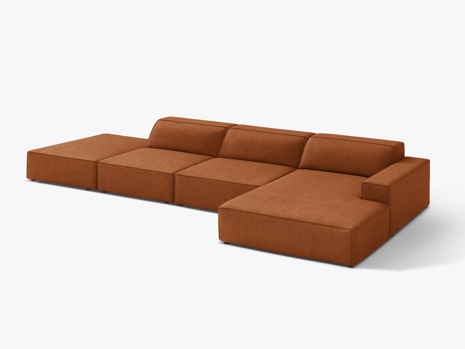 Micadoni Ecksofa Jodie 5-Sitzer Rechts Boucle Baloo Terrakotta