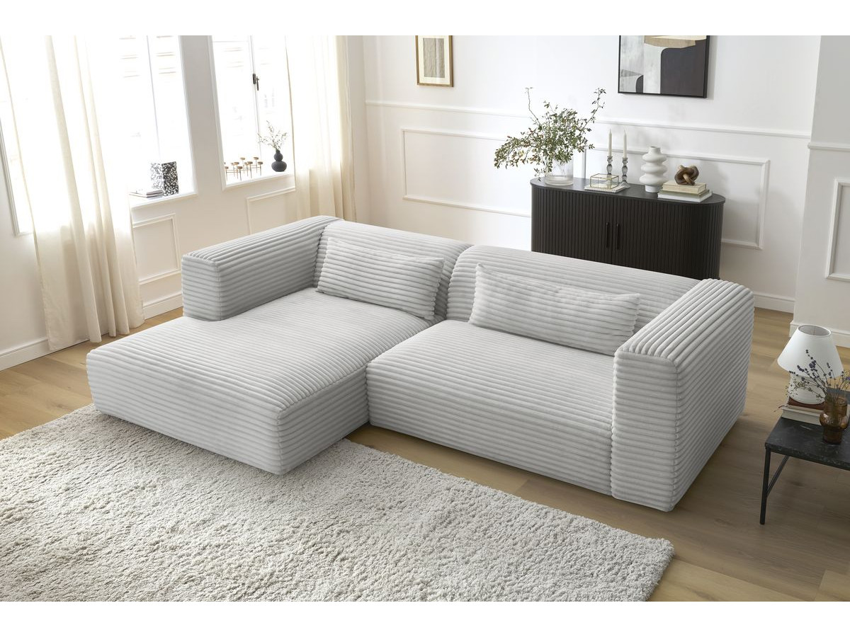 Bobochic Harry Ecksofa Breitcord weich Hellgrau Ecke links