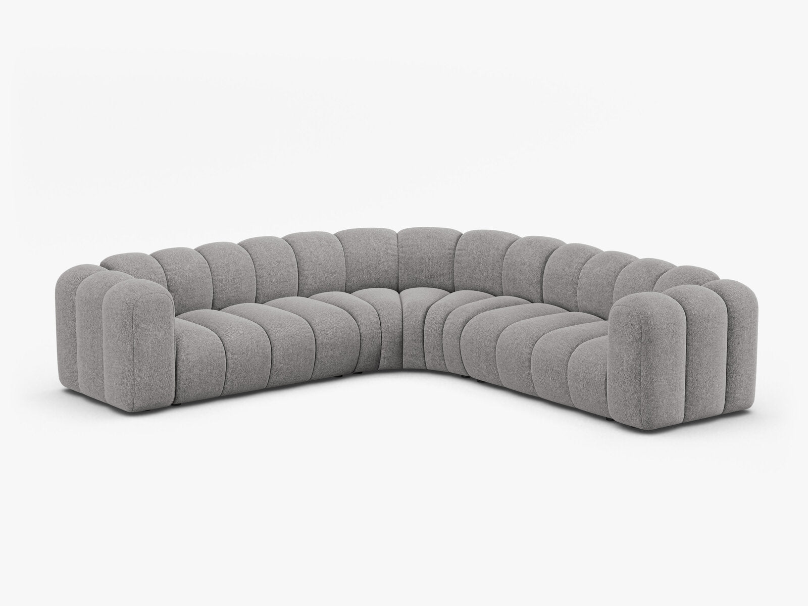 Micadoni symmetrisches Ecksofa Lupine 5-Sitzer mittelgroß Chenille Eden Hellgrau