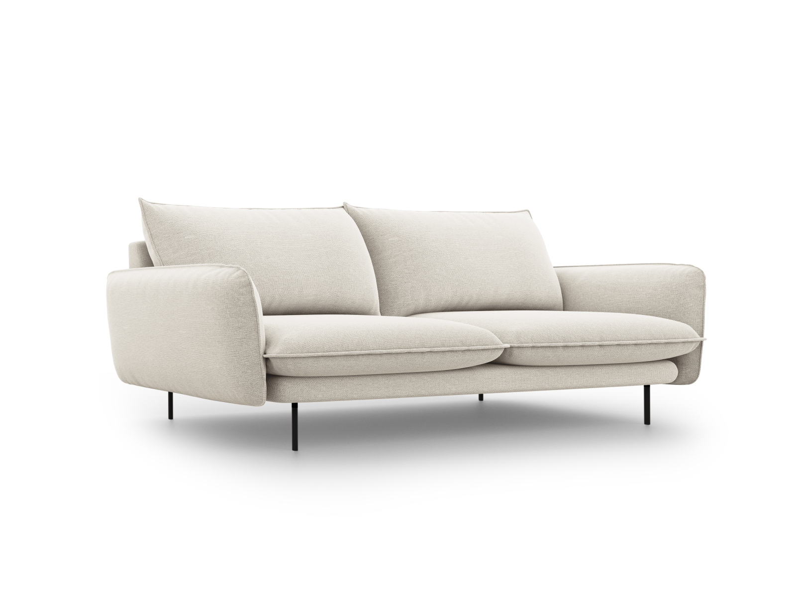Cosmopolitan Design Sofa Vienna 4-Sitzer Strukturierter Stoff Positano Helles Beige Beine Schwarzes Metall