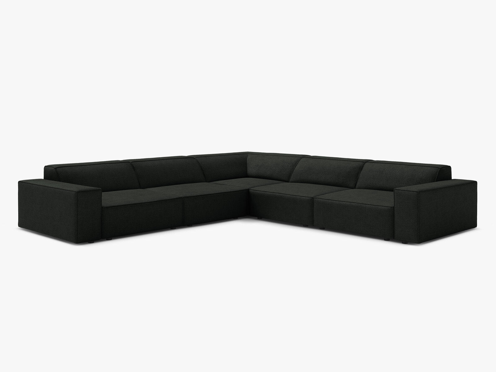 Micadoni Symmetrisches Ecksofa Jodie 6-Sitzer Boucle Baloo Schwarz