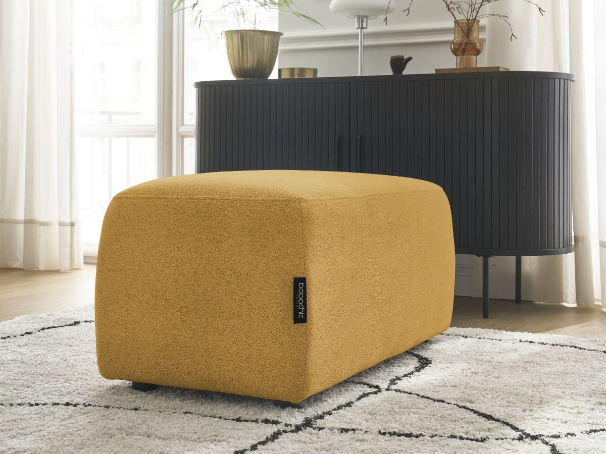 Bobochic Atilla Pouf Melange-Stoff Gelb