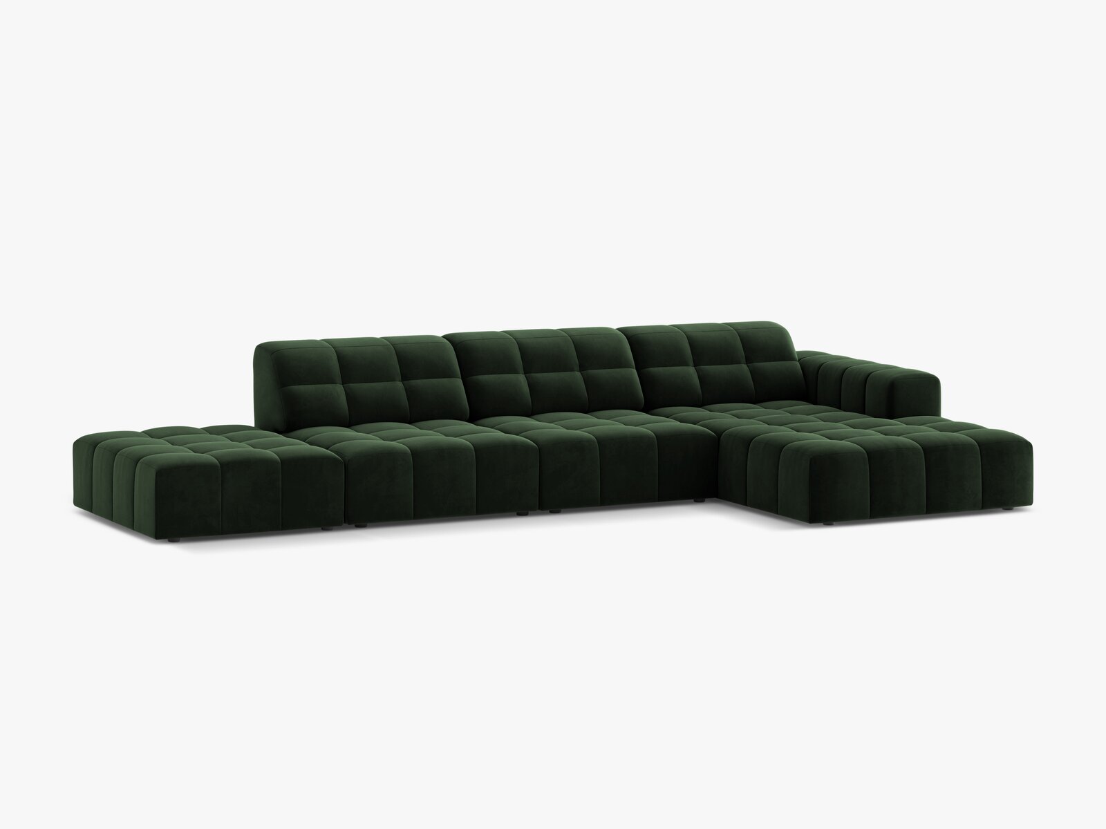 Micadoni Ecksofa Jennifer 5-Sitzer Samt Venus Flaschengrün Rechts
