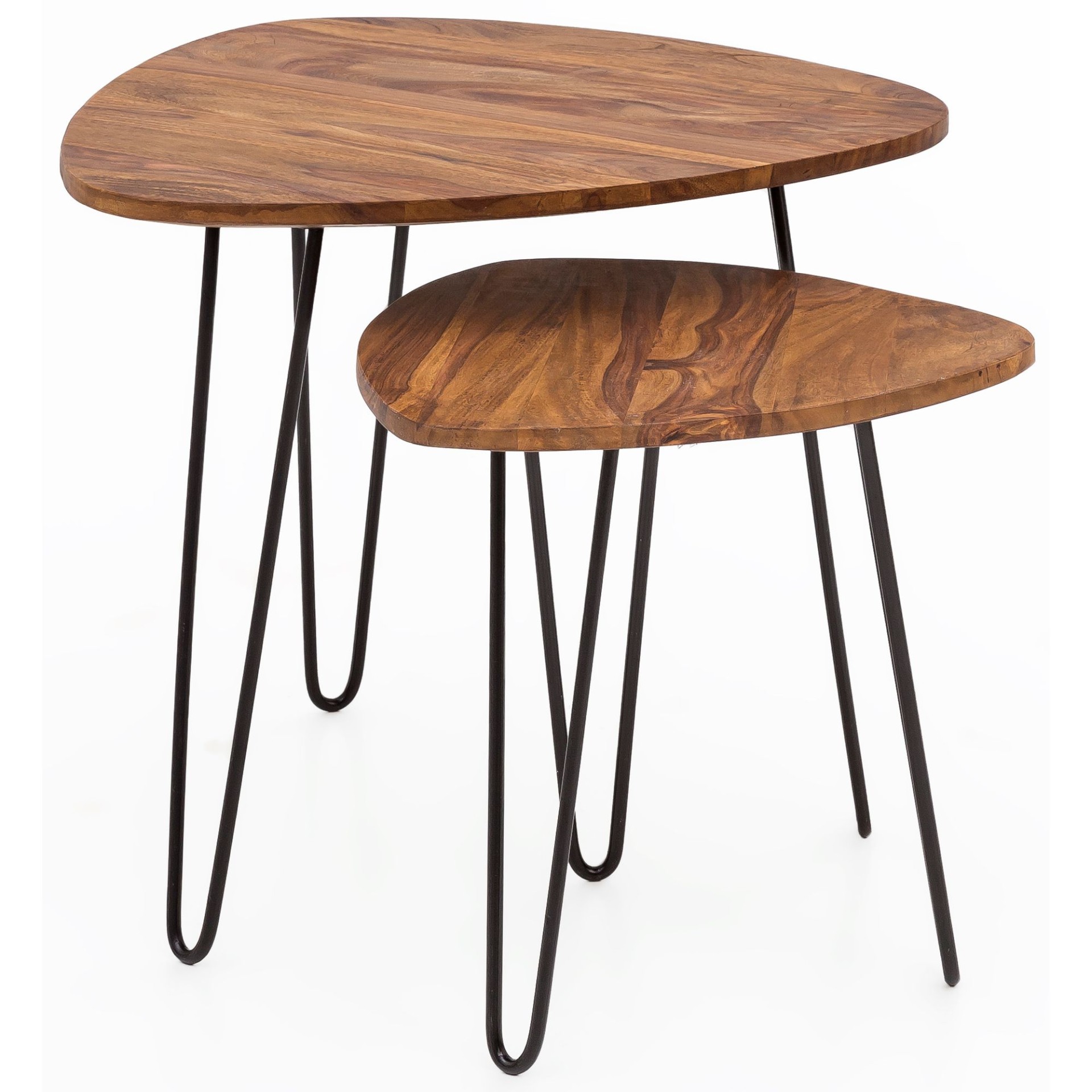 Satztisch 2er-Set Erslev Massivholz Dunkelbraun 60 × 60 × 56 cm