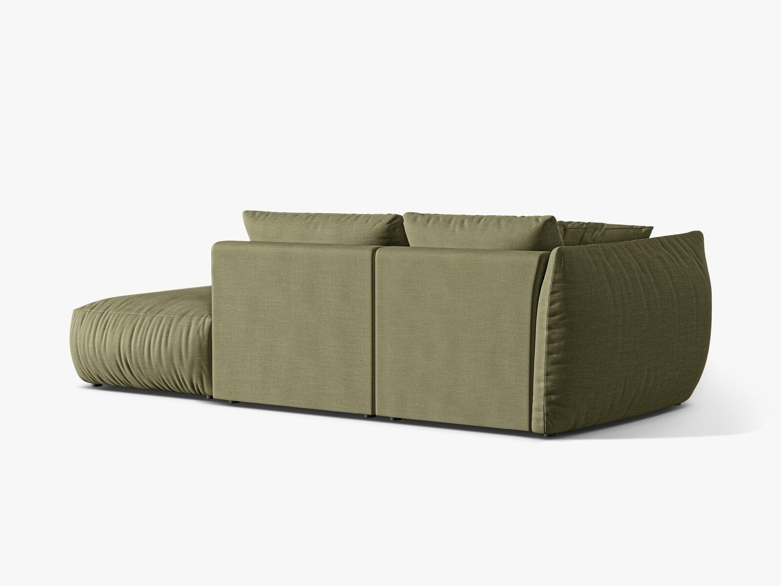 Micadoni Modulares Sofa Chris 3-Sitzer Rechts Strukturierter Stoff Hellgrün