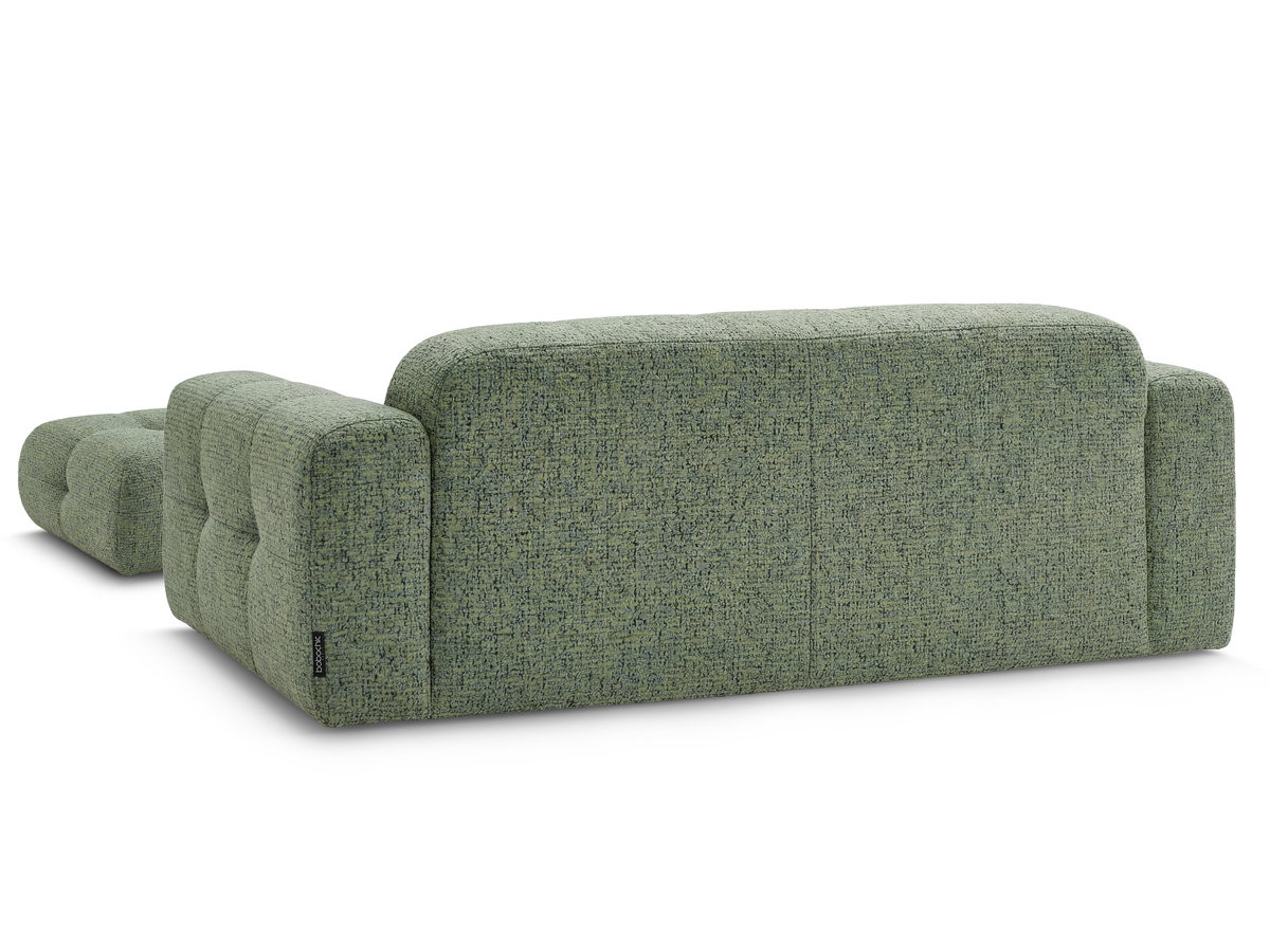 Bobochic Laura Sofa 3-Sitzer mit großem Pouf Melange-Stoff Hellgrün