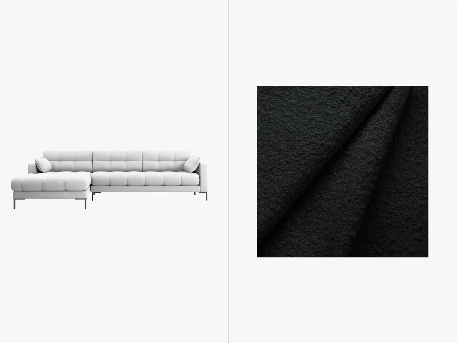 Micadoni Ecksofa Mamaia 5-Sitzer Links Boucle Baloo Schwarz schwarze Beine
