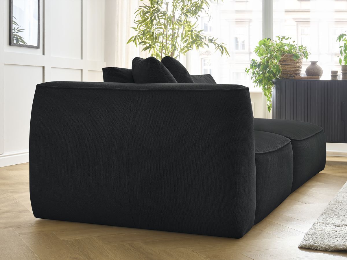 Bobochic Leopold Sofa 4-Sitzer mit Pouf Melange-Stoff Schwarz Armlehne links