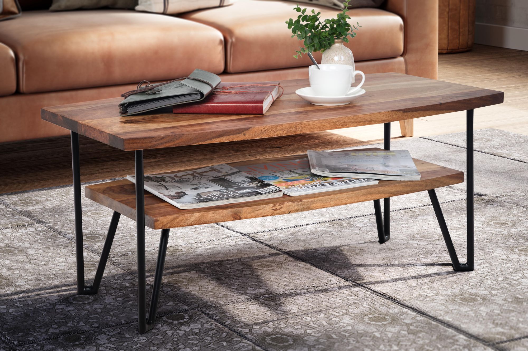 Couchtisch Austbo Sheesham Massivholz 90 × 50 × 40 cm