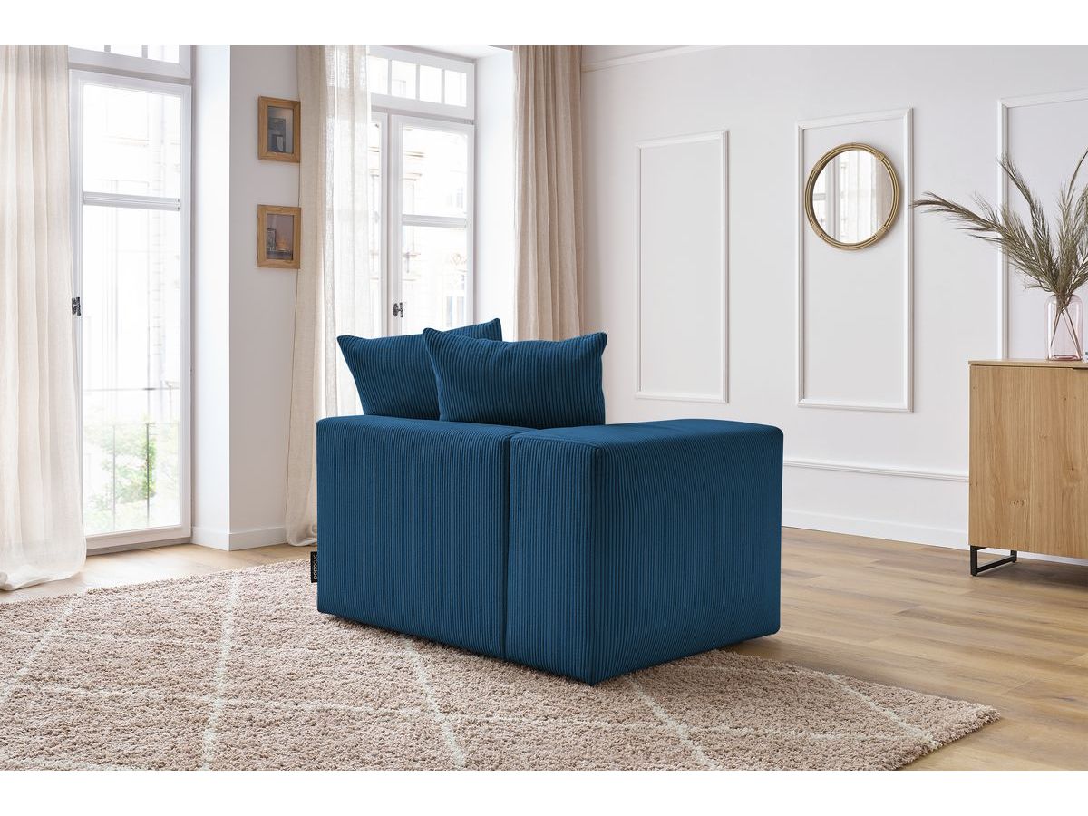 Bobochic Voltaire Sofamodul 1-Sitzer 130 × 100 cm Cordsamt Dunkelblau Ecke links