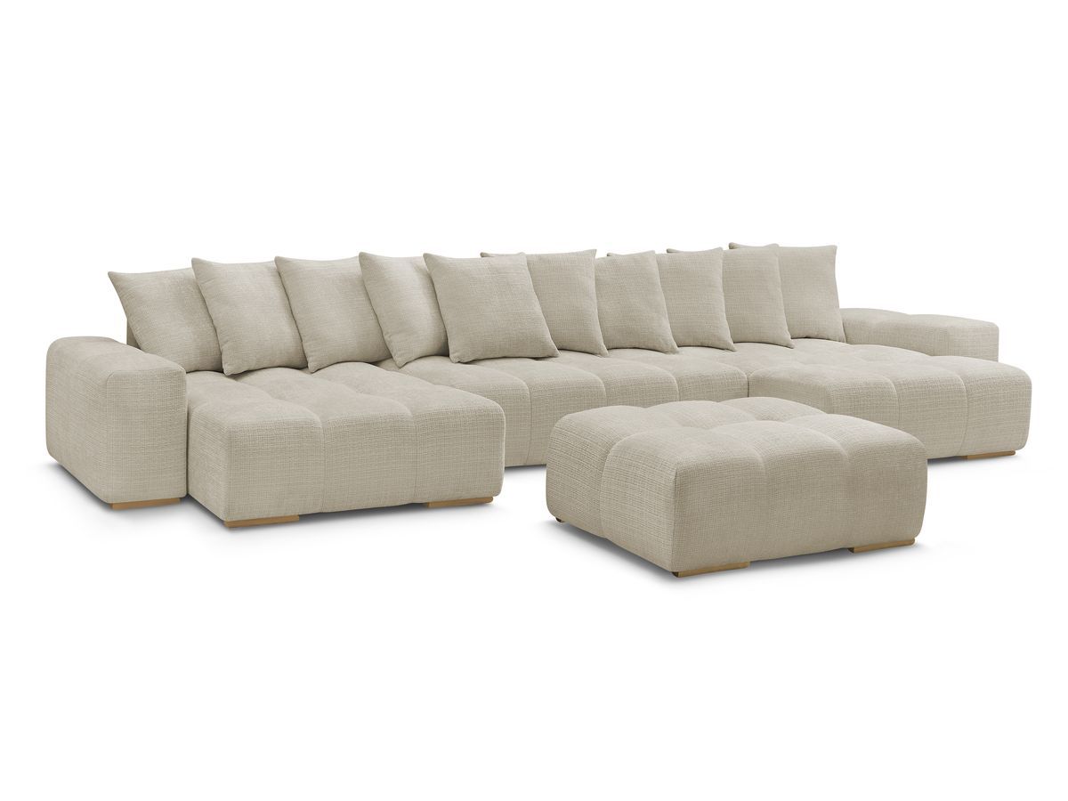 Bobochic Anakin Wohnlandschaft mit Pouf, Liegefläche 137 × 382 cm, 10 Kissen