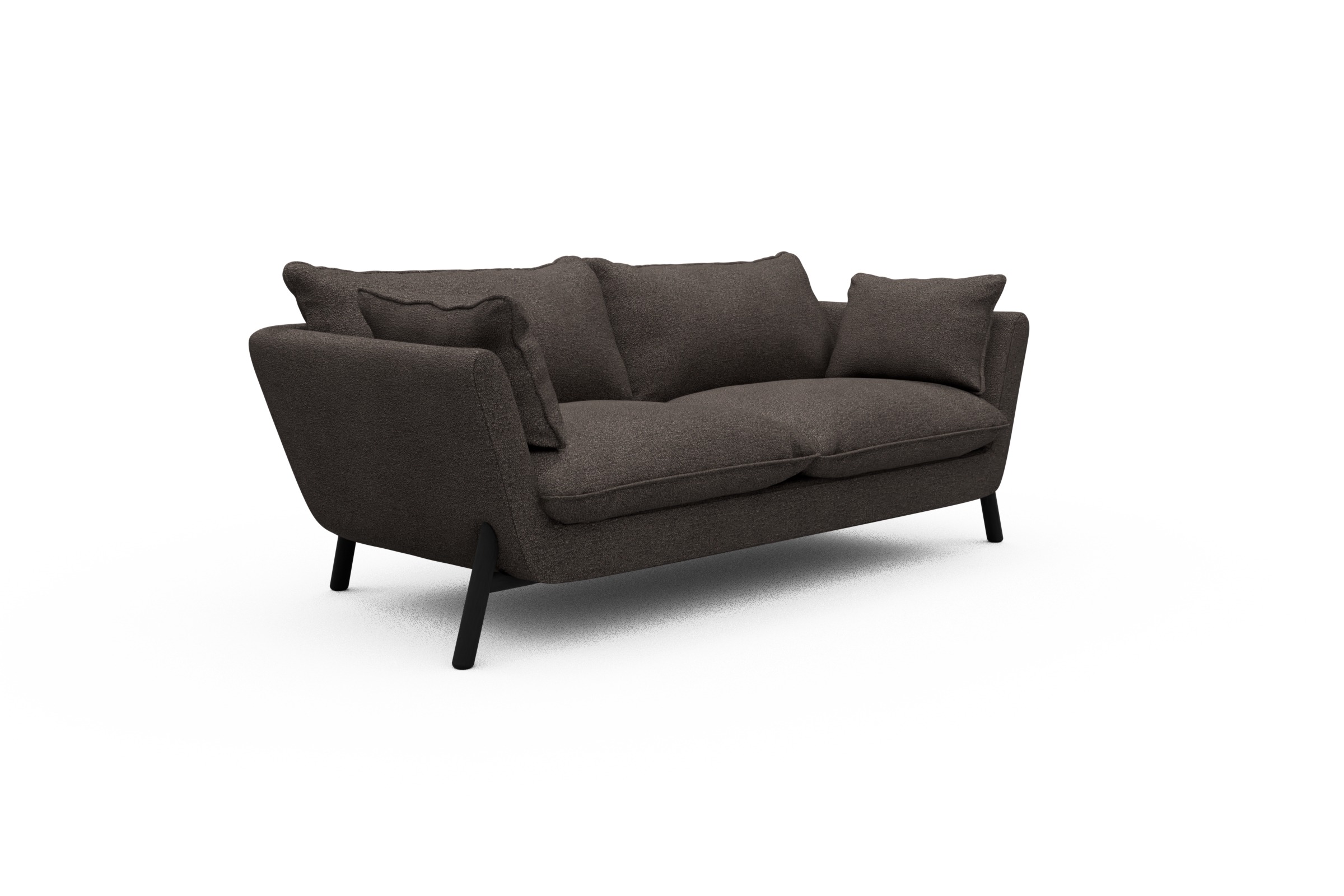 Sofa Emil PREMIUM 2-Sitzer Beinfarbe Eiche Schwarz Boucle-Taupe