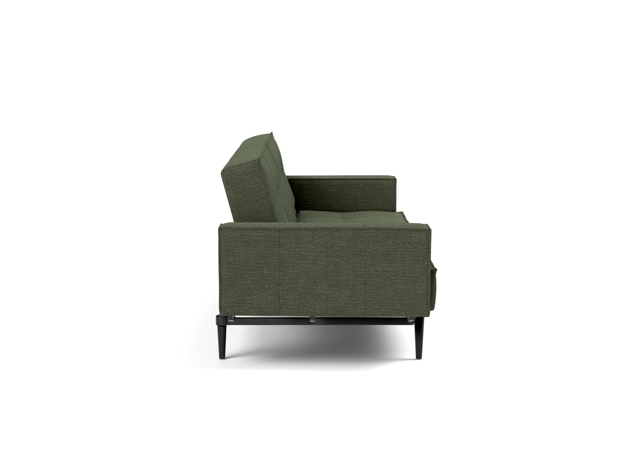 Schlafsofa Splitback mit Armlehnen Strukturierter Stoff Taura 353-Forest Beine Styletto Eiche schwarz