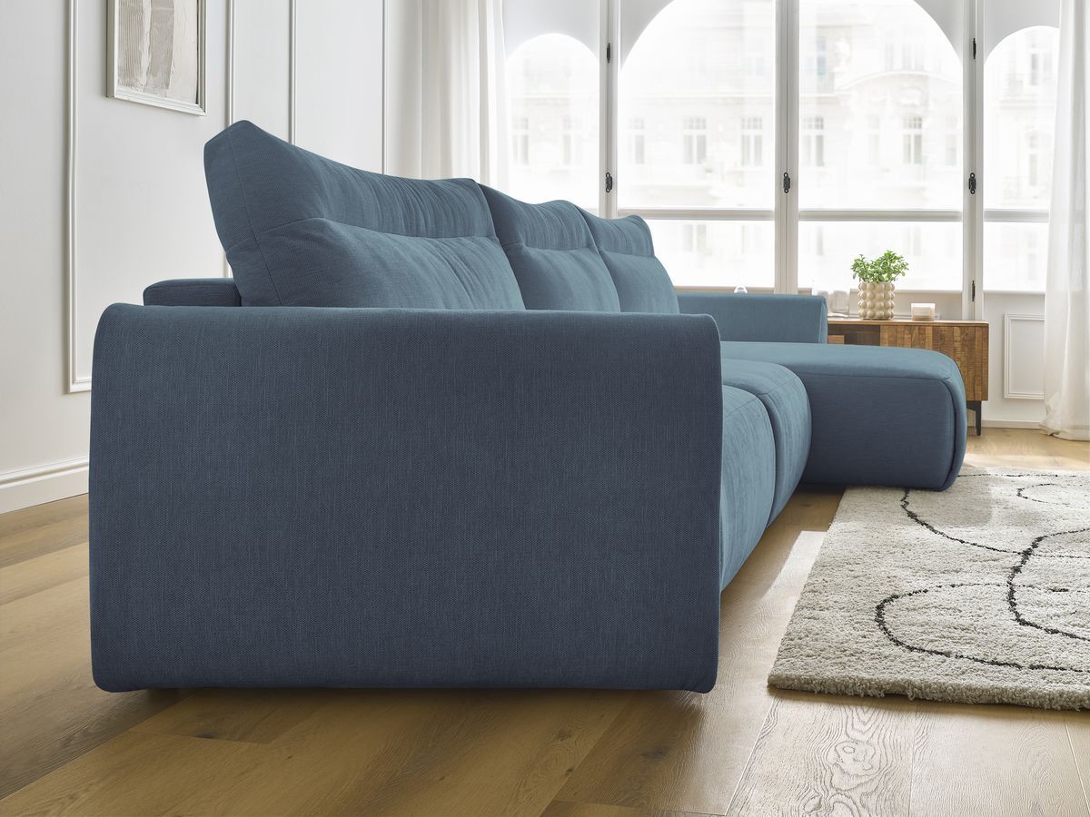 Bobochic Aden Ecksofa 386 × 152 cm Stoff Hellblau Ecke rechts