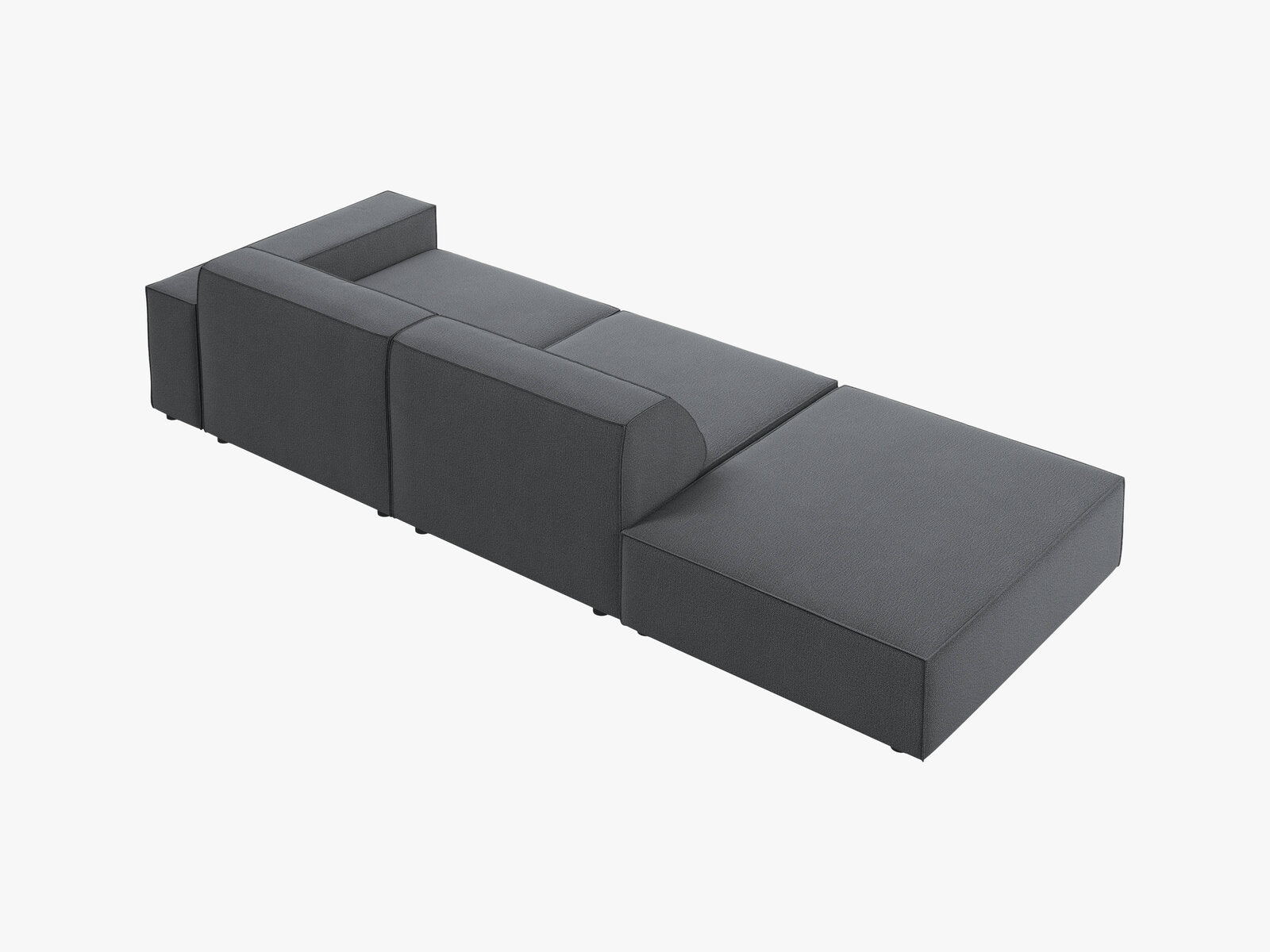 Micadoni Sofa Jodie 3-Sitzer Links Strukturierter Stoff Megan Dunkelgrau