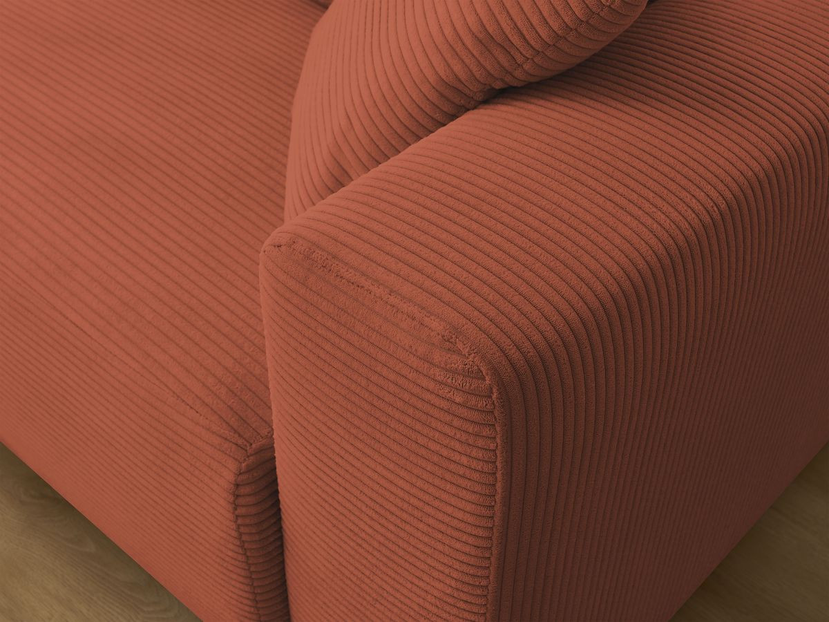 Bobochic Atilla Ecksofa mit Schlaffunktion und Bettkasten Cordsamt Orange Ecke links
