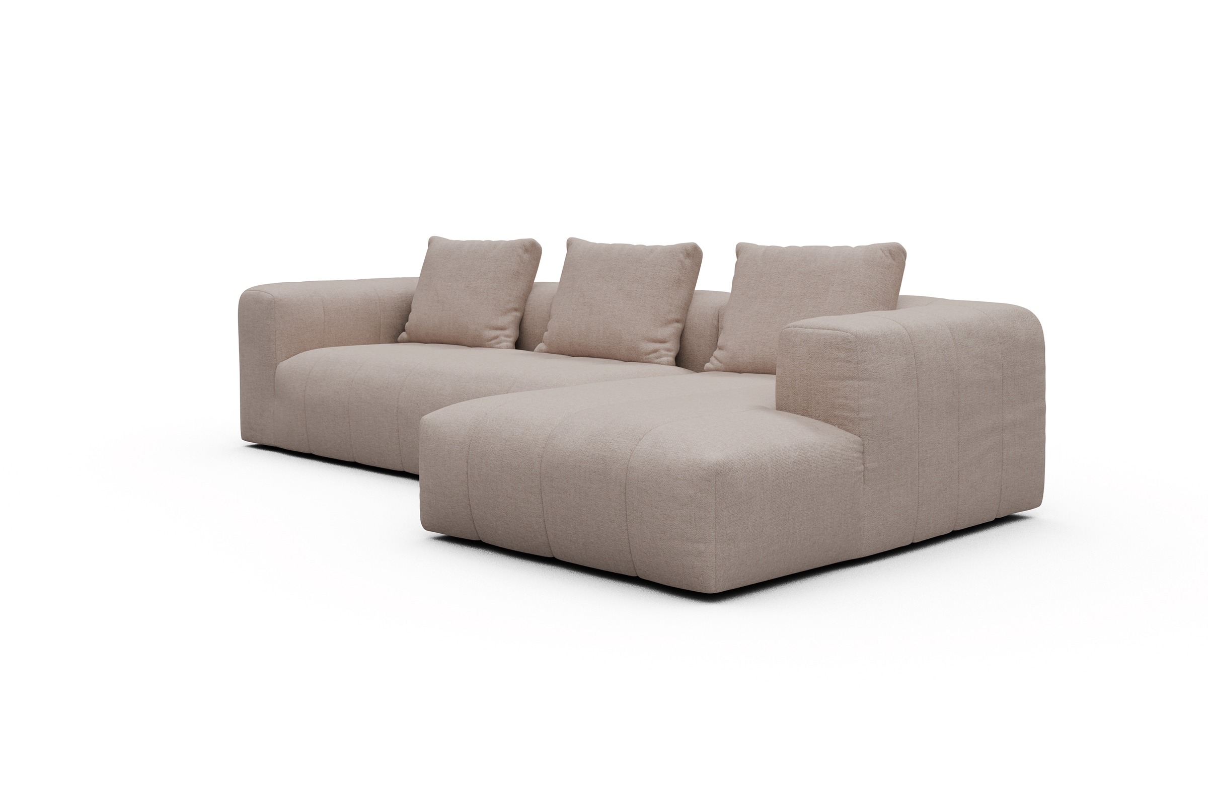 Ecksofa Hugo 2,5-Sitzer Armlehne links mit Chaiselongue Weda-Sand