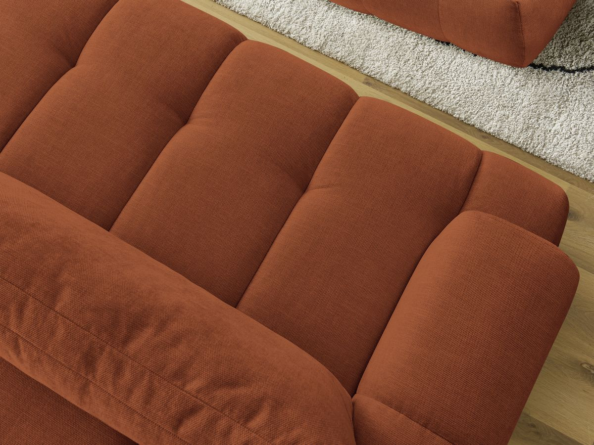 Bobochic Fuji Schlafsofa 3-Sitzer mit Bettkasten und Pouf Stoff Orange