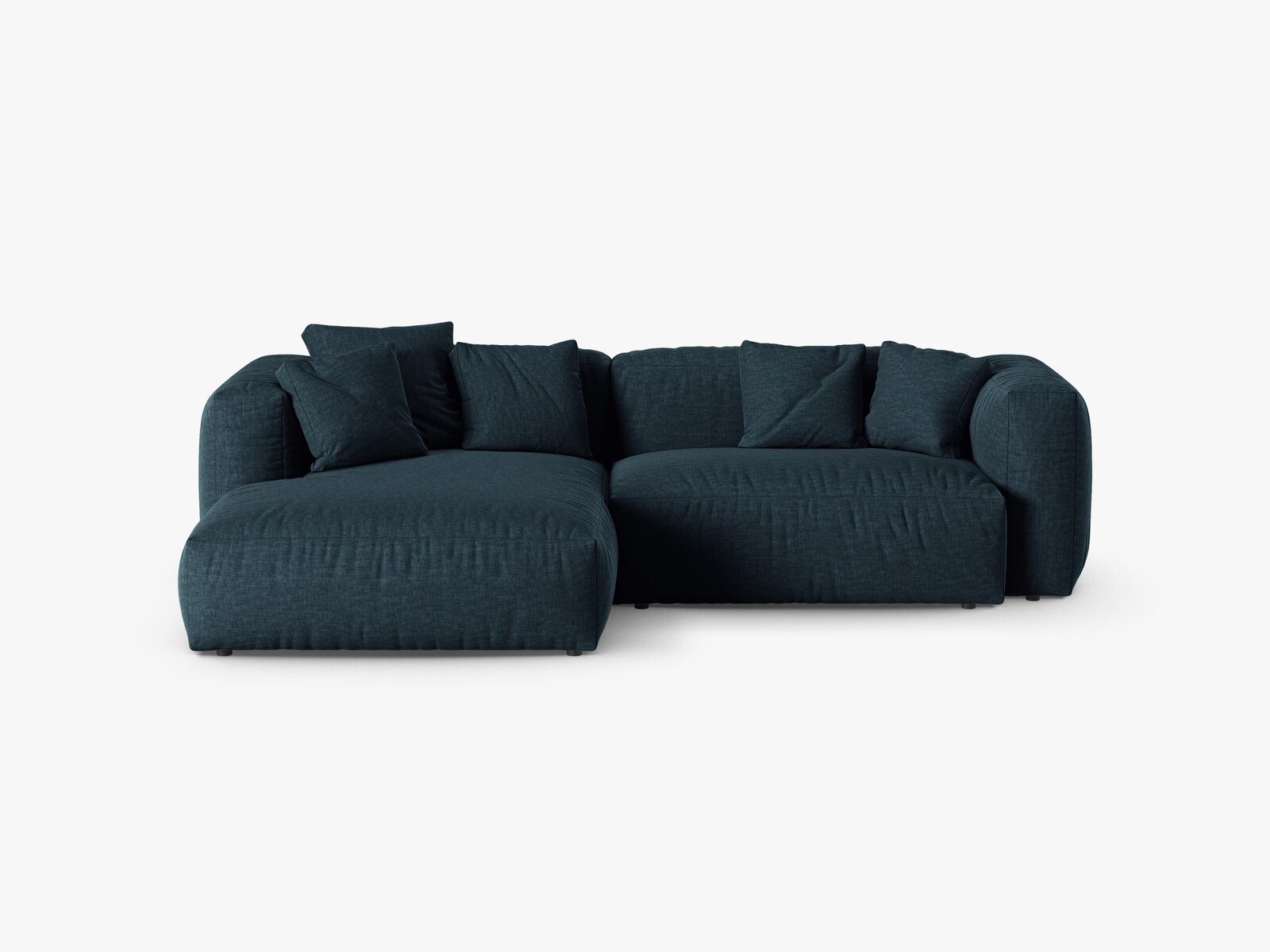 Micadoni Ecksofa Martina 2-Sitzer 90cm Sitztiefe Links Strukturierter Stoff Boston Jeansblau