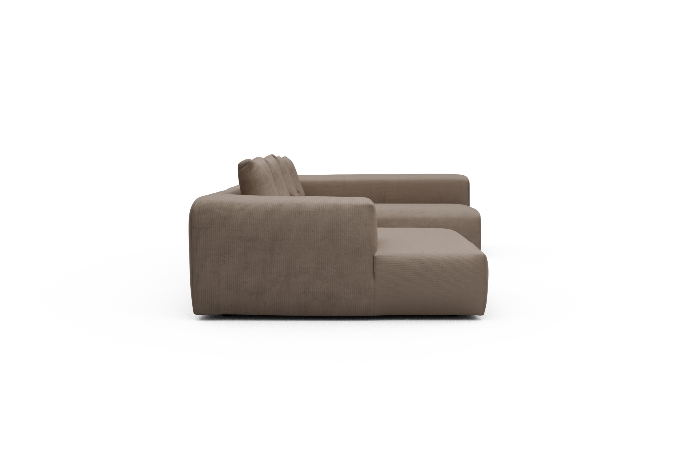 Wohnlandschaft Fred Chaiselongue links mit 2-Sitzer und lange Armlehne rechts Cordufine-Biege