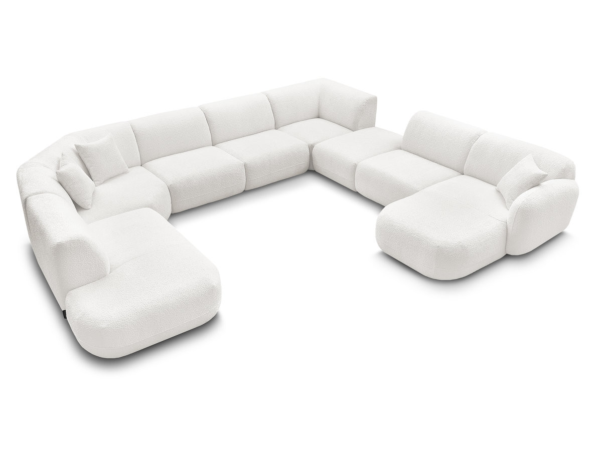 Bobochic Anda Wohnlandschaft mit Pouf 396 × 357 cm Chenille Weiß Ecke rechts